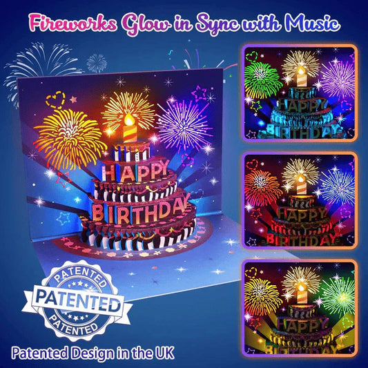 🔥Best Gift 49%OFF🎁Fireworks Pop Up Cake Light and Music Happy Birthday Card Gift