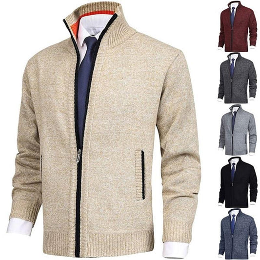 🍂Solid herrfärg Stående krage Moderiktig öppen cardigan Cardigan