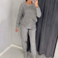 Kvinnors glittrande strass sweatshirt och avslappnade byxor 2-delat set