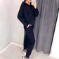 Kvinnors glittrande strass sweatshirt och avslappnade byxor 2-delat set