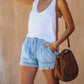 🌞2025 Sommar Ny 🌸 High Waist Drawstring Distressed Denim Shorts