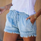 🌞2025 Sommar Ny 🌸 High Waist Drawstring Distressed Denim Shorts