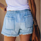 🌞2025 Sommar Ny 🌸 High Waist Drawstring Distressed Denim Shorts