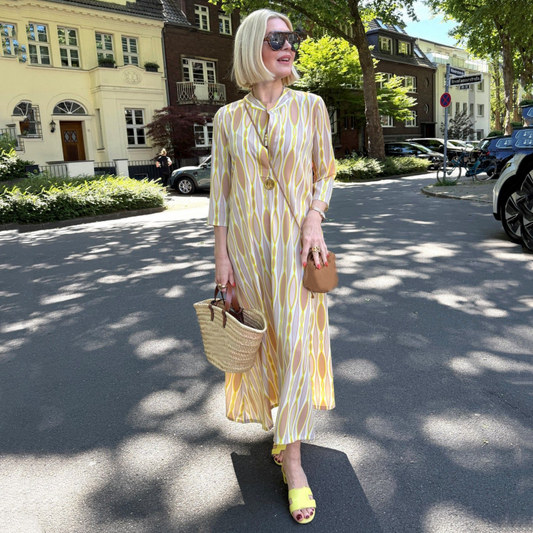 🍂Elegant lång klänning med 3/4-ärmar och tryck för kvinnor