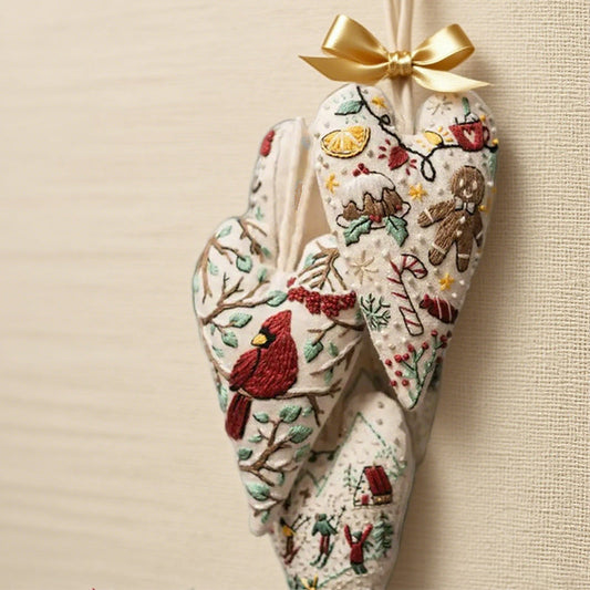 💖DIY Hjärtformad Handbroderad Julgransprydnad/Prydnadskit
